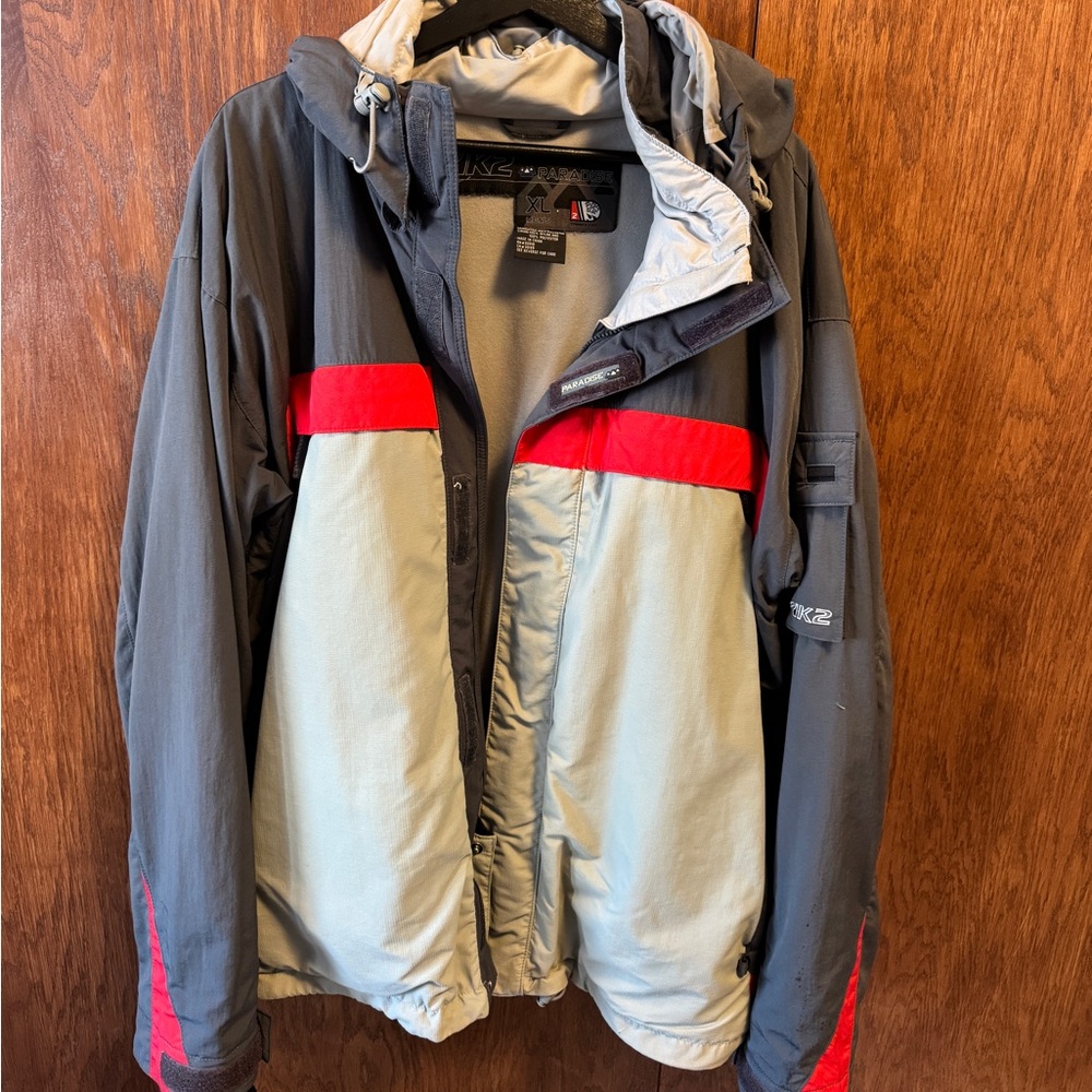 Paradise Men’s XL Gray and Red Vintage 90s Ski Snowboard Jacket